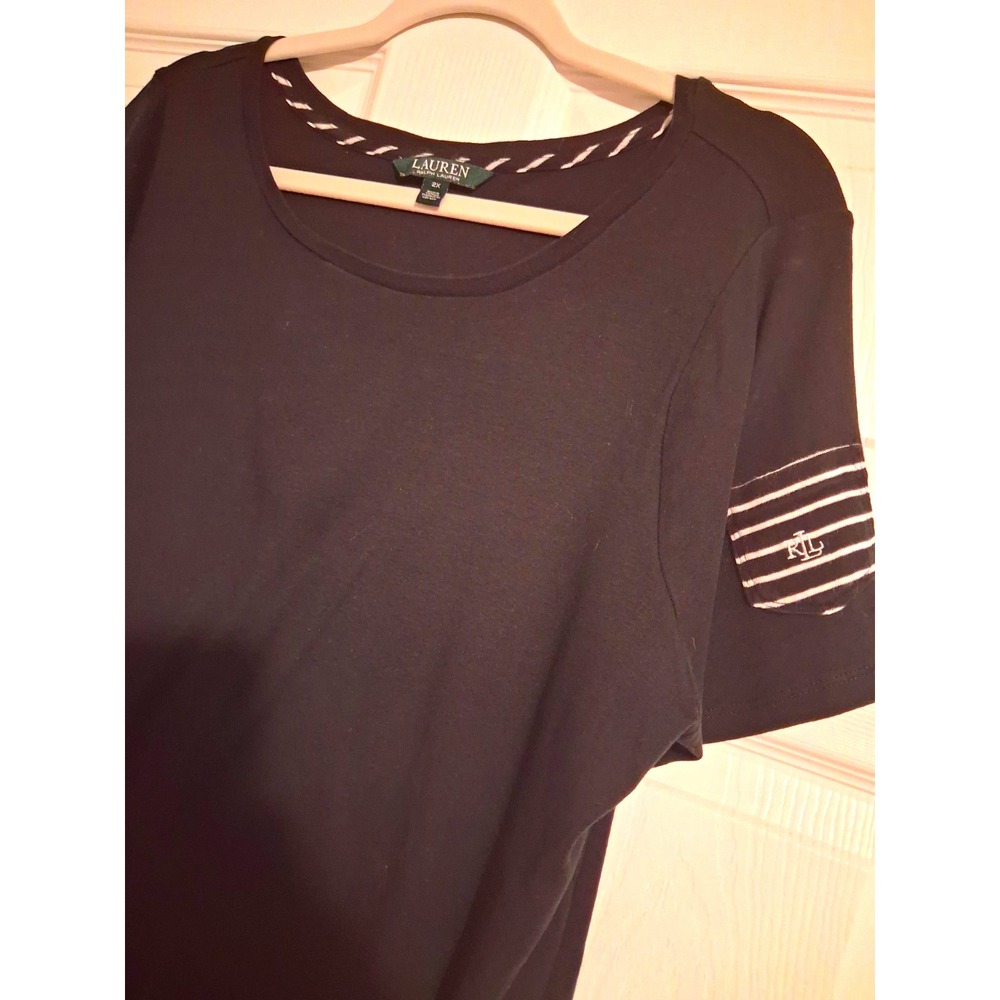 Lauren Ralph Lauren Womens 2X 100% Cotton Tee Top Classic Preppy Basic Staple